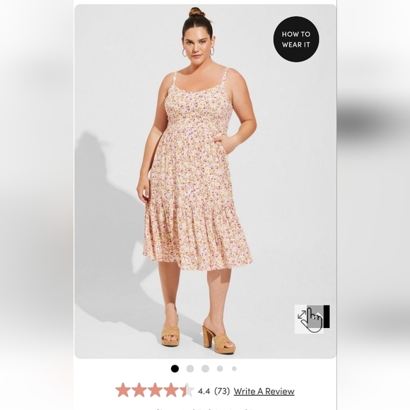 NWT Torrid Midi Rayon floral Tiered Dress, size 1x 14/16 - Picture 1 of 16